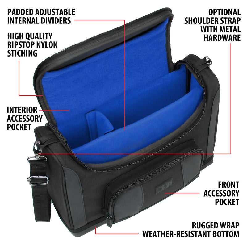 USA GEAR Mini Projector Case S7 Pro Portable Projector Bag Carrying Case with Accessory Storage - Compatible with Small LED Projectors from Vankyo, DR. J, AuKing, PVO, DBPOWER, CiBest (Blue) Black and Blue - LeoForward Australia