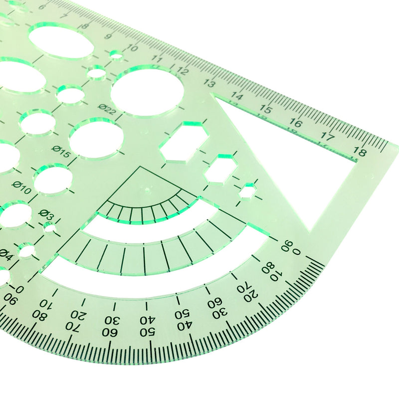  [AUSTRALIA] - 2PCS Plastic Green Measuring Templates Geometric Rulers for Office and School, Building formwork, Drawings templates