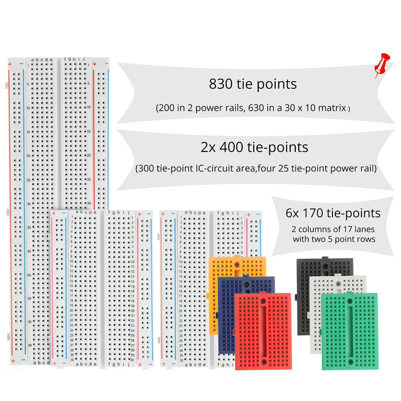  [AUSTRALIA] - DEYUE Solderless Prototype Breadboard | 1x830 tie in Point Breadboard 2x400 tie in Points Circuit Boards 6x170 tie Points Mini Modular breadboard Kit