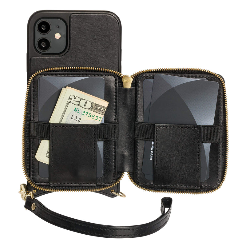  [AUSTRALIA] - Wilken iPhone Crossbody Purse Case with Lanyard | Leather Black 11 Pro