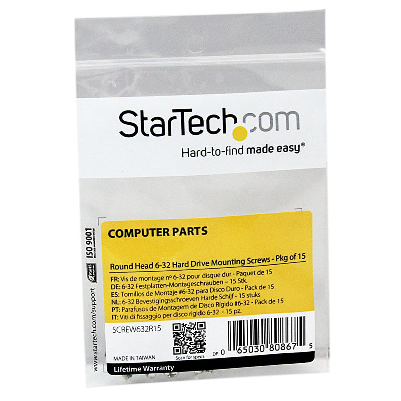  [AUSTRALIA] - StarTech Round Head Replacement 6-32 Hard Drive Mounting Screws - 15 Pack SCREW632R15