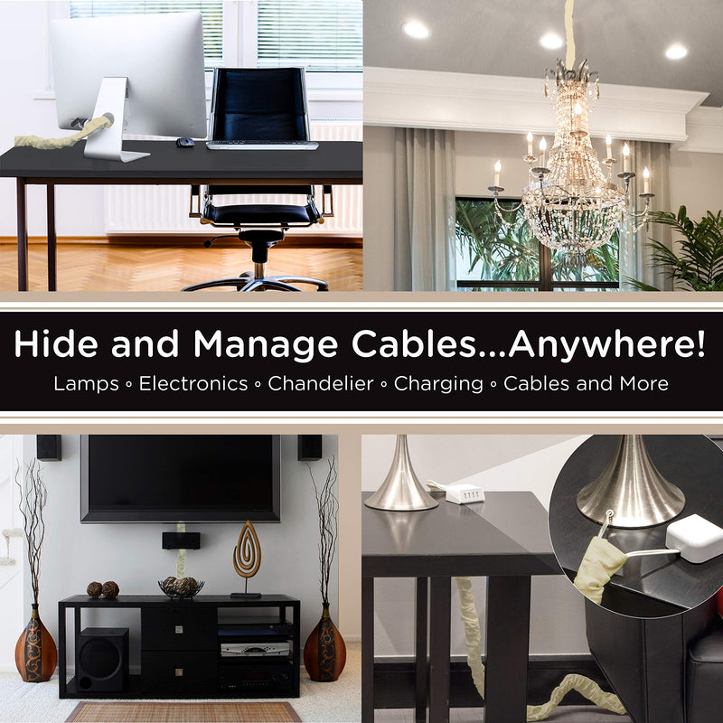  [AUSTRALIA] - Cordinate Fabric Cord Cover 2 Pack, 6 Ft, Cable Management and Hider, Easy Installation, Great for Lamps, Light Fixtures, and Desks, Champagne, 48660