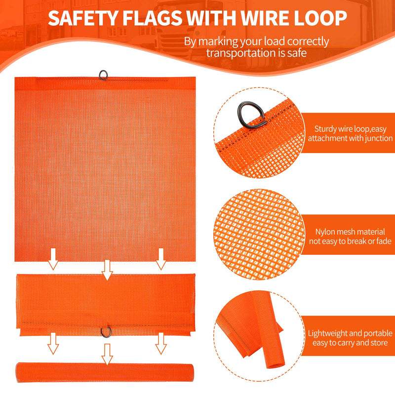  [AUSTRALIA] - 2 Pieces 18 x 18 Inch Safety Flags with Wire Loop Mesh Safety Flag Warning Flag Trailer Safety Flag for Truck and Pedestrian Crossings (Orange-red) Orange-red