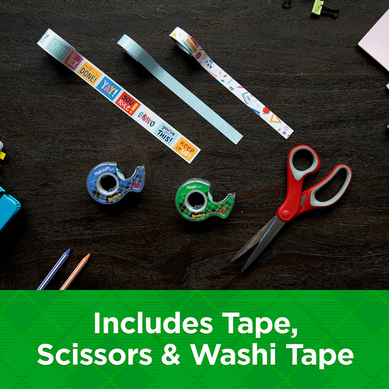  [AUSTRALIA] - Scotch Back to School Pack, Includes 1 Pair Multi-Purpose Scissors, 3 Rolls Scotch Expressions Tapes, 1 Roll Scotch Magic Tape, and 1 Roll Scotch Wall-Safe Tape (BTSPKScotch-21)