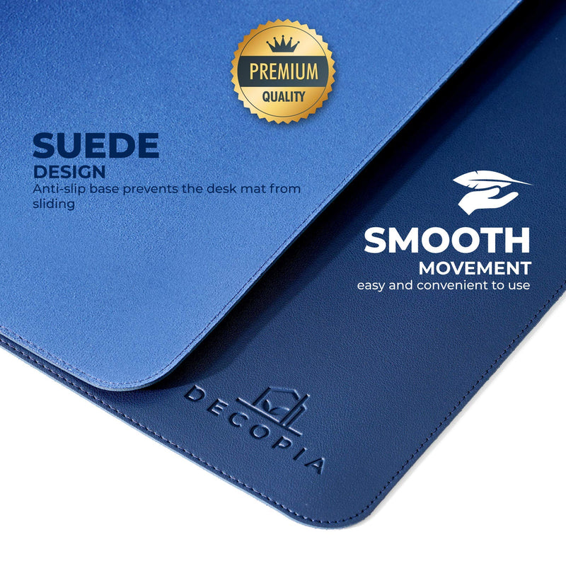 DECOPIA Desk Mat-Office Mouse Pad with Anti-Slip Suede Bottom31.5x15.7-inch Desk Pad for Men and Women and Practical-Waterproof Soft PU Leather Design with Strengthened Edge Finish (Dark Blue) Dark Blue - LeoForward Australia