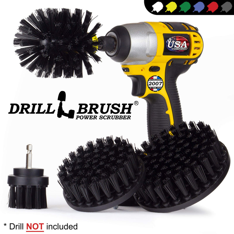 BBQ Grill Cleaning Ultra Stiff Drill Powered Cleaning Brushes 4 Piece Kit Replaces Wire Brushes for Rust Removal, Loose Paint, De-Scaling, Graffiti Removal on Stone, Brick, and Masonry. Black - LeoForward Australia