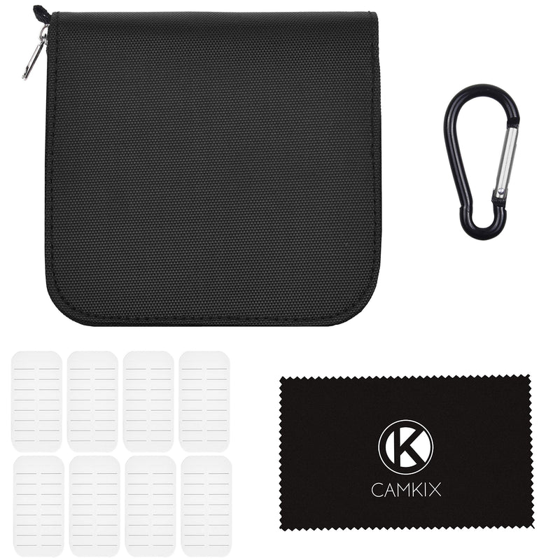 Memory Card Case - Fits up to 88x SD, SDHC, Micro SD, Mini SD and 4X CF - Holder with 88 Slots (8 Pages) - for Storage and Travel - Microfiber Cleaning Cloth, Carabiner and Labels Included (Black) - LeoForward Australia