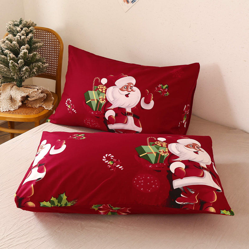  [AUSTRALIA] - LAMEJOR Santa Claus Duvet Cover Set Queen Size Christmas Theme New Year Holiday Bedding Set Comforter Cover (1 Duvet Cover+2 Pillowcases) Red Christmas Theme Santa Claus Pattern