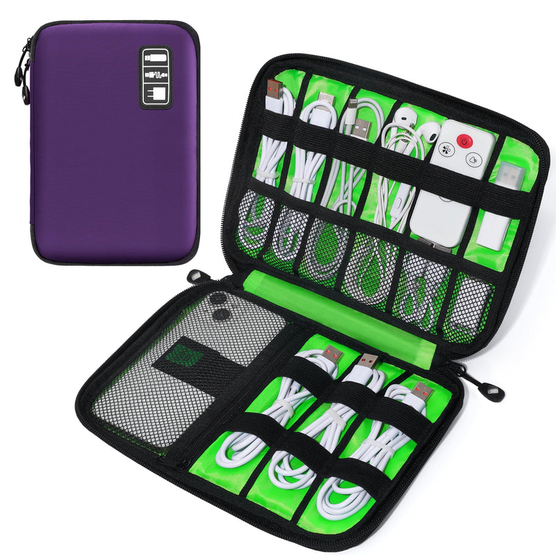  [AUSTRALIA] - CILLA Electronic Organizer Travel Case, Portable Travel Cable Organizer Waterproof Electronic Travel Accessories Bag for Phone, USB, SD Card, Charger, Cord, Mouse Purple