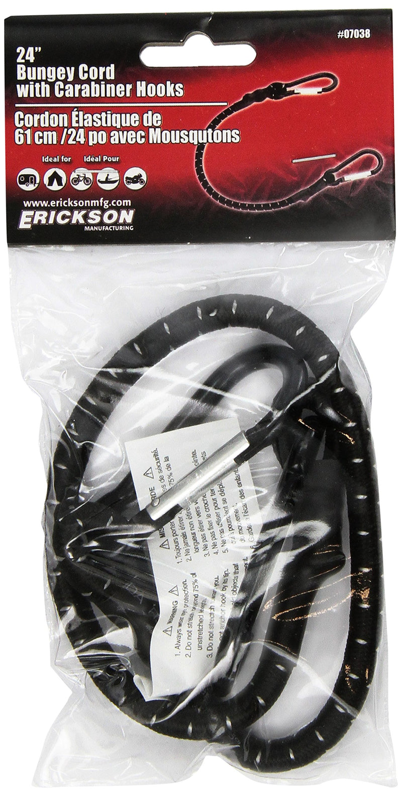  [AUSTRALIA] - Erickson 07038 24" Stretch Cord with Carabiner Hooks
