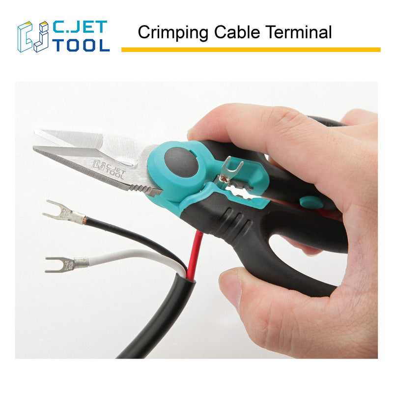  [AUSTRALIA] - C.JET TOOL 6" Stainless Electrician Scissors Heavy Duty Professional for Aluminium Copper Soft Cable (Turquoise) Turquoise
