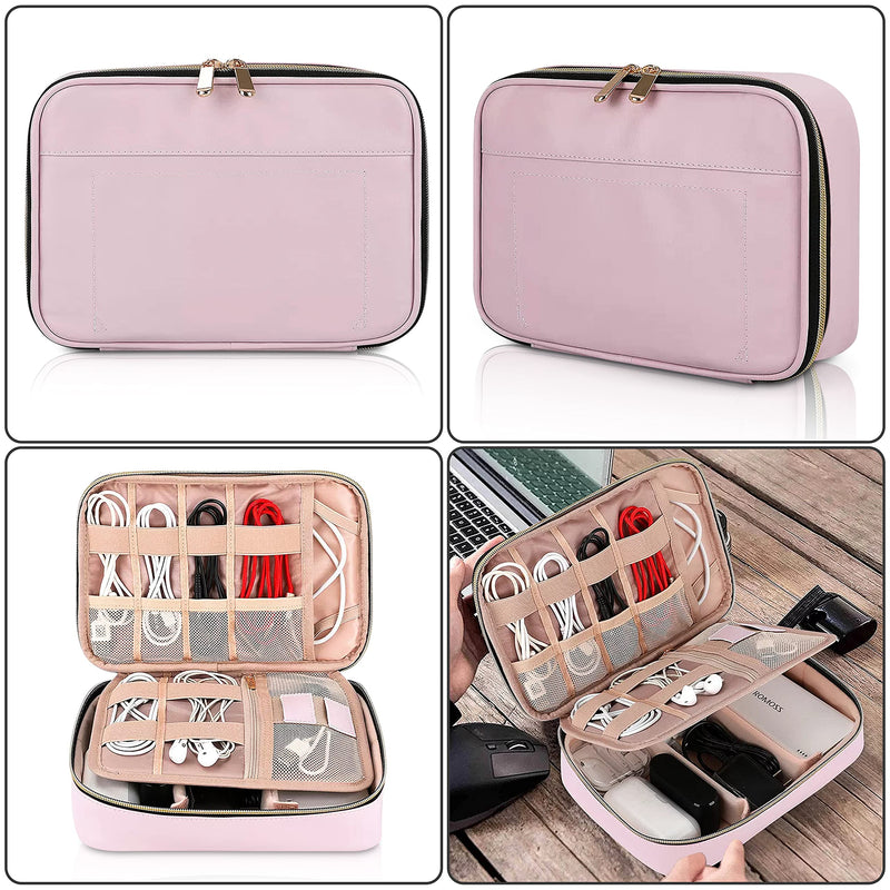 [AUSTRALIA] - Vegan Pink Cable Organizer / Electronic Organizer Small Pink Bag Cable Case Travel Case Bag
