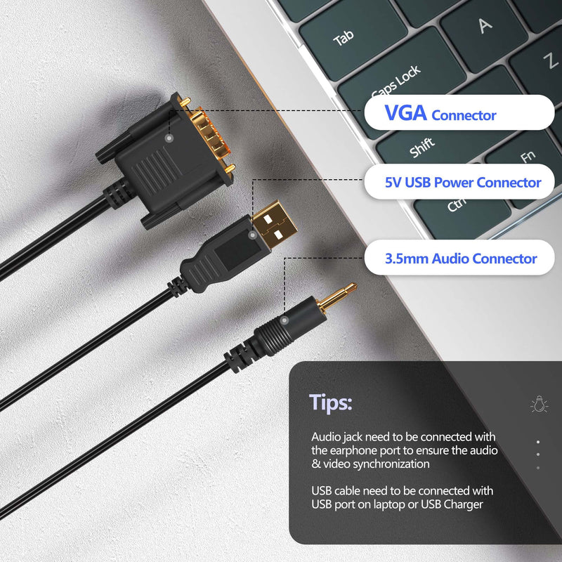  [AUSTRALIA] - VGA to HDMI Adapter with Audio, (PC VGA Output Source to TV/Monitor with HDMI Input Display), Fairikabe VGA Male to HDMI Female Converter for Monitor, 1080p VGA HDMI Adapter USB Powered