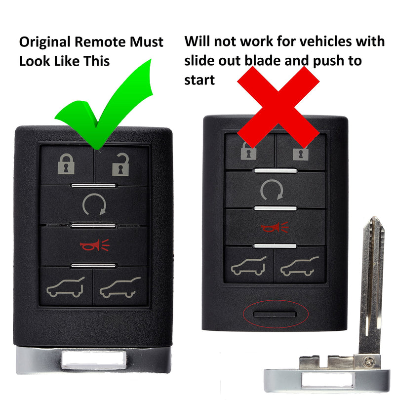  [AUSTRALIA] - KeylessOption Keyless Entry Remote Key Fob Shell Case Button Pad Cover For Cadillac Escalade, EXT, ESV 1x