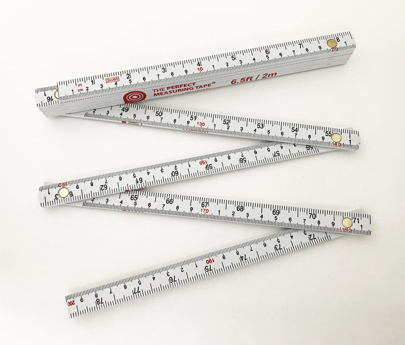  [AUSTRALIA] - PERFECT MEASURING TAPE Co. FR-72 Carpenter's Folding Rule Lightweight Composite Construction Ruler with Easy-Read Inch Fractions - 6.5ft / 2m