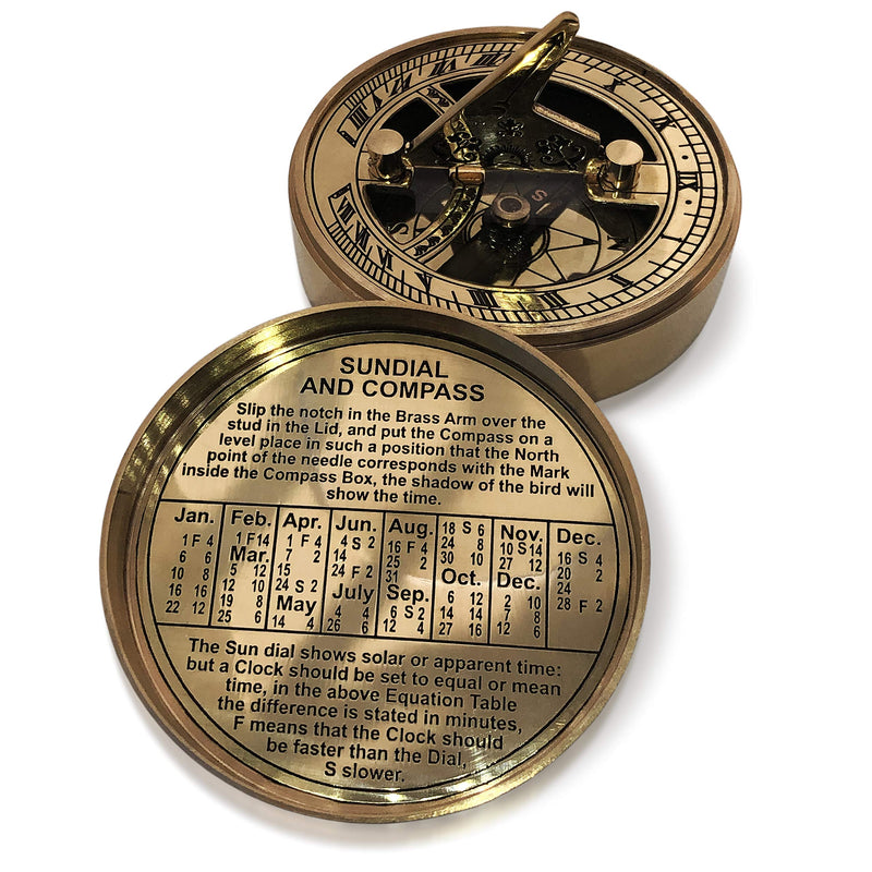  [AUSTRALIA] - OakiWay Anniversary Brass Sundial Compass with Special Engraved Greeting - Romantic Gift Ideas for Him/Her - Husband Gifts from Wife, Aniversity Gifts for Men
