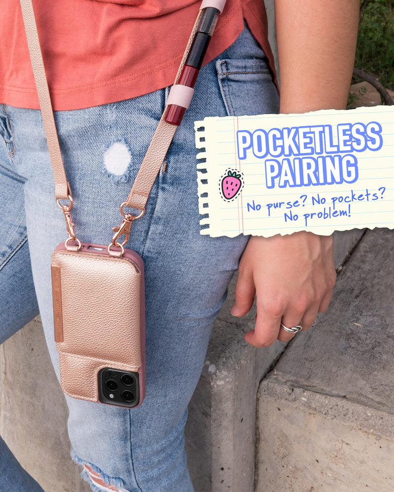  [AUSTRALIA] - Smartish iPhone 12/12 Pro Crossbody Case - Dancing Queen [Purse/Clutch with Detachable Strap & Card Holder] - Rosé All Day iPhone 12 / 12 Pro