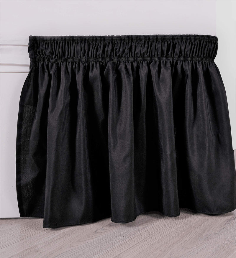  [AUSTRALIA] - Biscaynebay Wrap Around Bedskirts with Adjustable Elastic Belts, Elastic Dust Ruffles, Easy Fit Wrinkle & Fade Resistant Silky Luxrious Fabric, Black for Full & Full XL Size Beds 12 Inch Drop Full-12" Drop