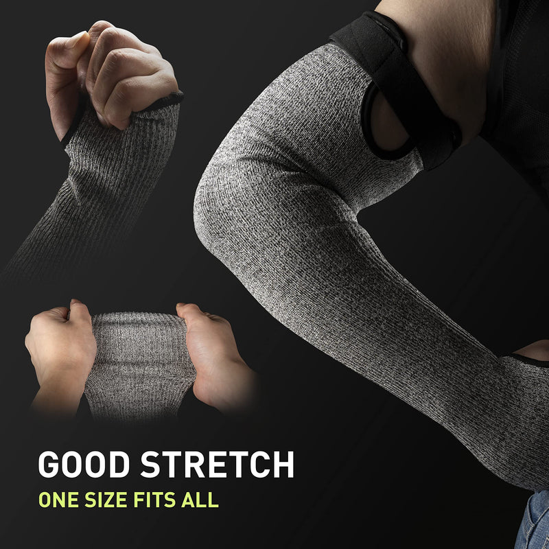  [AUSTRALIA] - Kevlar-Sleeves Arm Protectors for Thin Skin and Bruising, Cut Resistant Sleeves with Thumb Hole for Welding, Gardening, Kitchen, Arm Guards for Biting, Pet Grooming, 1 Pair, Grey One Size
