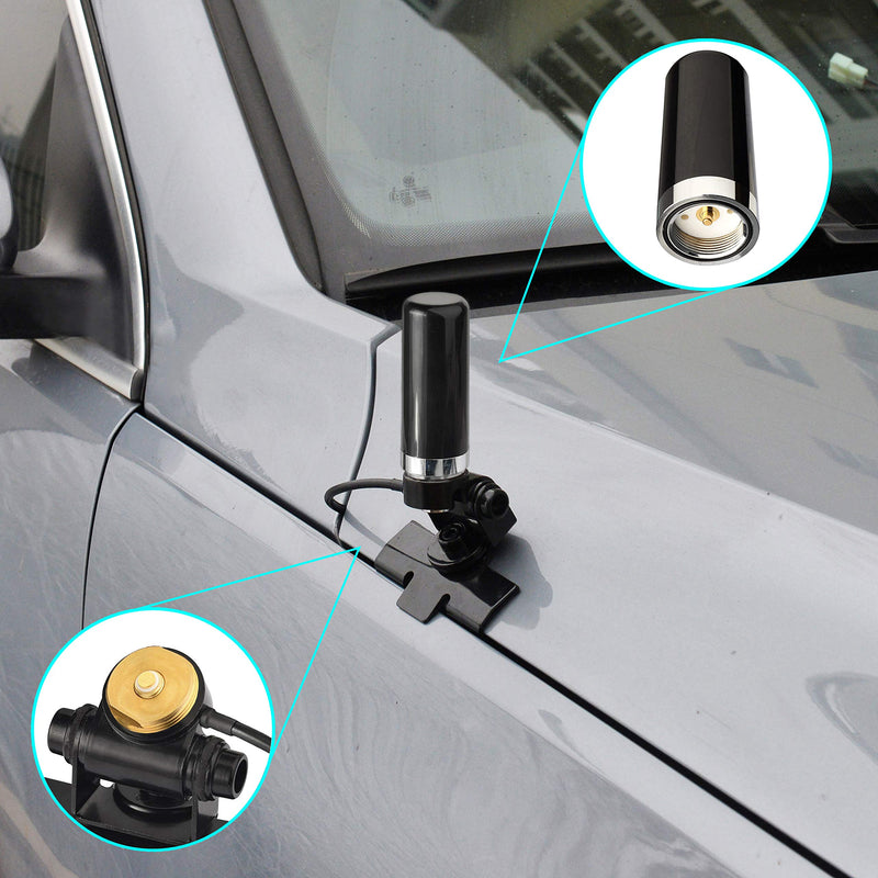  [AUSTRALIA] - Bingfu Vehicle Ham Radio Mobile Radio Antenna VHF UHF 136-174MHz 400-470MHz Car Truck Amateur Radio NMO Mount Low Profile Antenna with Lip Mount Fixed Bracket PL259 Male 5m 16.5 feet RG58 Cable