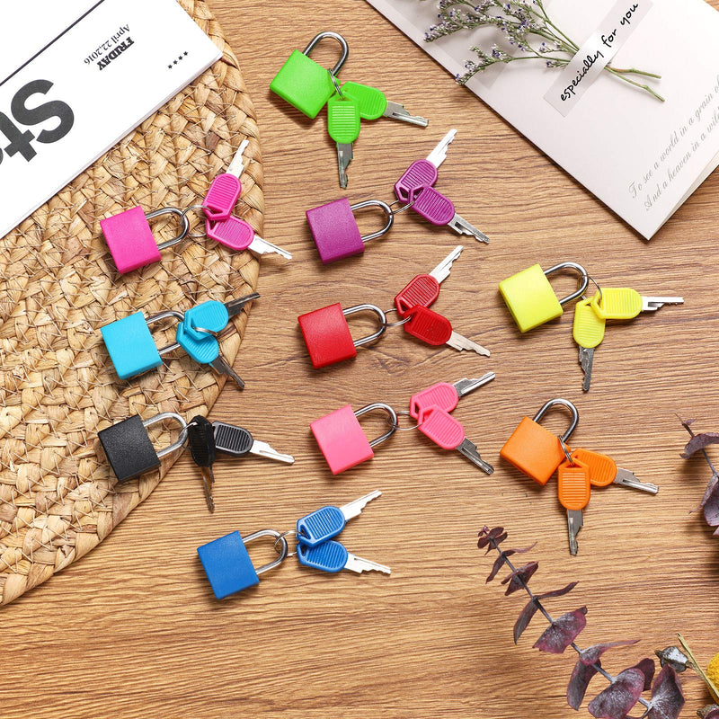  [AUSTRALIA] - Suitcase Locks with Keys, Small Luggage Padlocks Metal Padlocks Mini Keyed Padlock for School Gym Classroom Matching Game (Multicolor,10 Pieces)
