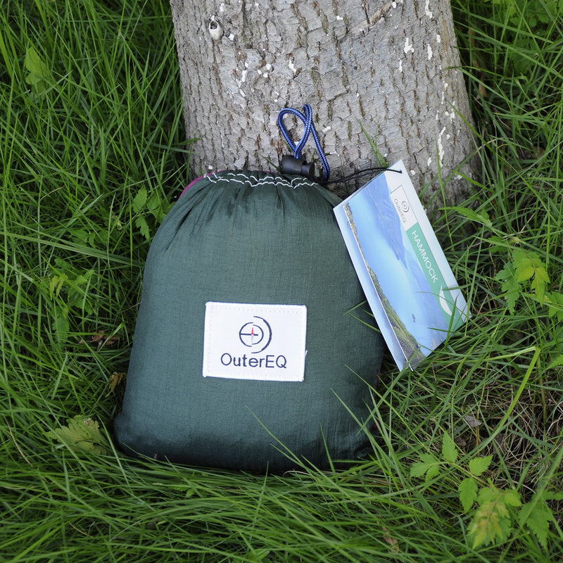  [AUSTRALIA] - OuterEQ Portable Parachute Camping Hammocks Lightweight Nylon Fabric Travel Hammock Purple/Army Approx 275cm x 140cm
