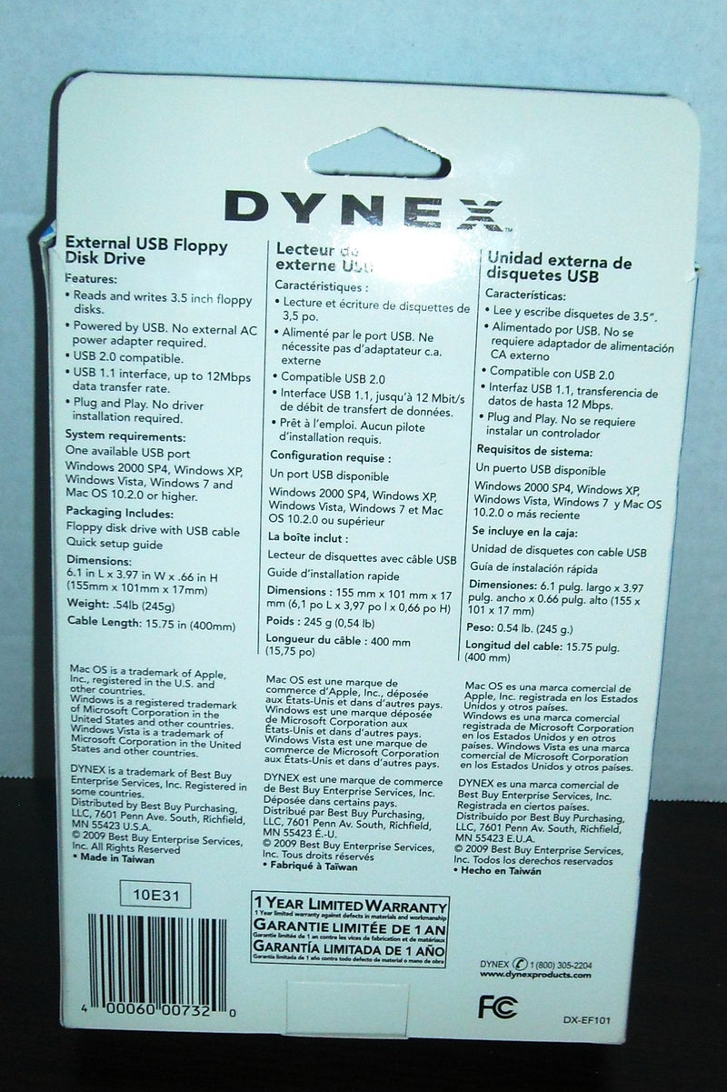  [AUSTRALIA] - Dynex External USB Floppy Disk Drive DX-EF101 (1.44MB)