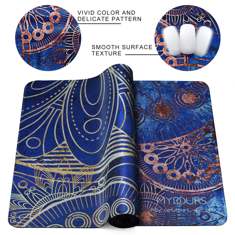  [AUSTRALIA] - Mydours Extended Gaming Mouse Pad (47.2x15.7 in), Large Non-Slip Rubber Base Mousepad with Stitched Edges Keyboard Mouse Mat Desk Pad for Work, Game, Office, Home Blue Flower