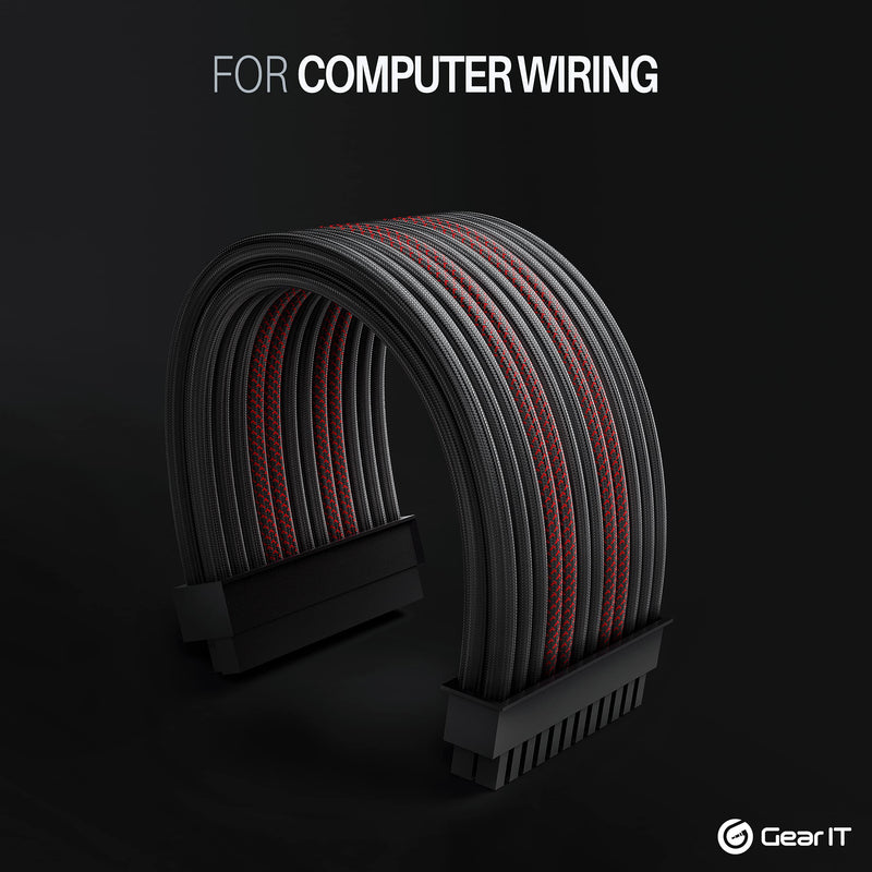  [AUSTRALIA] - GearIT (25 Feet, 1/4 Inch) Split Sleeve Cord Covers Cable Protector Wire Loom Tubing Cable Management Sleeve for PC Computer - Chewing Cord Protectors from Pets, Cats, Dogs, Rabbits - Black 1/4" - 25 Feet Black/Red