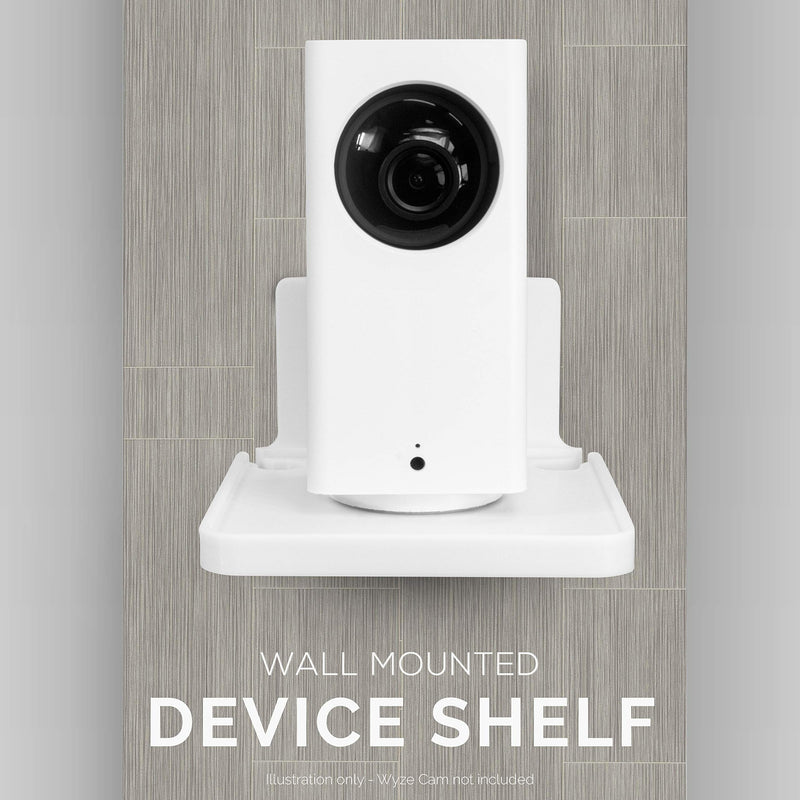  [AUSTRALIA] - Drill Free Wall Mount Shelf for Security Cameras, Baby Monitors, Speakers & More, Universal Holder, Strong Adheasive, Easy to Install, No Mess, Screwless by Brainwavz (White) White
