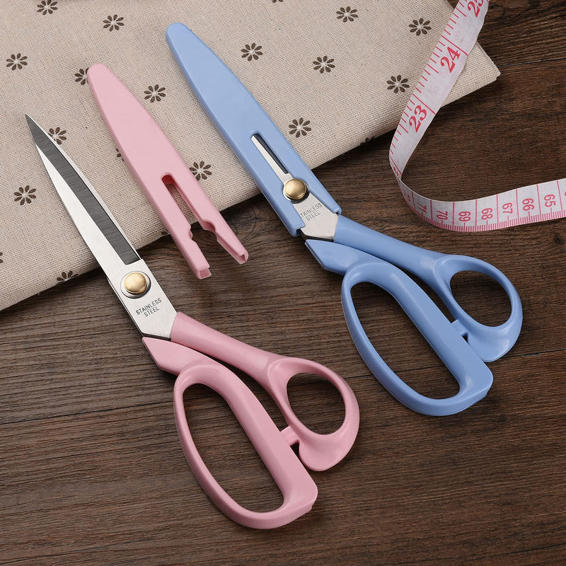  [AUSTRALIA] - ATO-DJCX Fabric Sewing Scissors Heavy Duty Tailor Scissors, 9" Stainless Steel Ultra Sharp Blade Multi-Purpose Shears for Office Craft,Comfort-Grip Handles,with Protective Cover 2-Pack SkyBlue+Pink