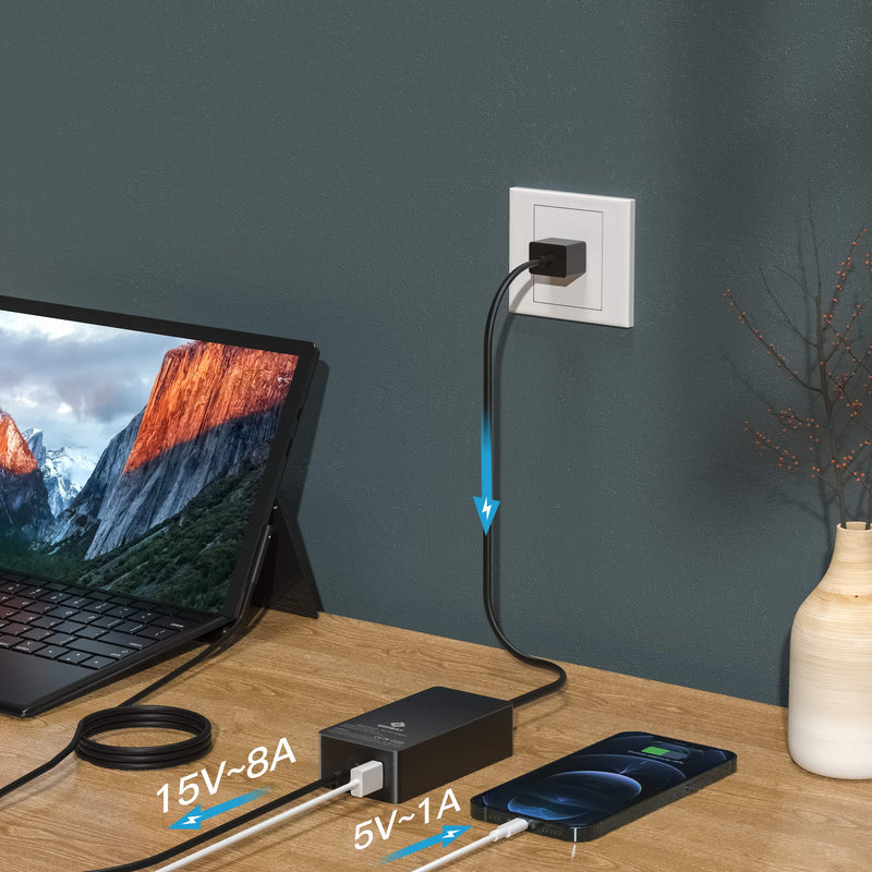  [AUSTRALIA] - Surface Book 3 Surface Pro Charger, 127W 15V 8A AC Power Supply Adapter Compatible with Surface Pro X 7 6 5 4 3, Surface Book 3 2 1, Surface Laptop 4 3 2 1 and Surface Go with 6ft Power Cord