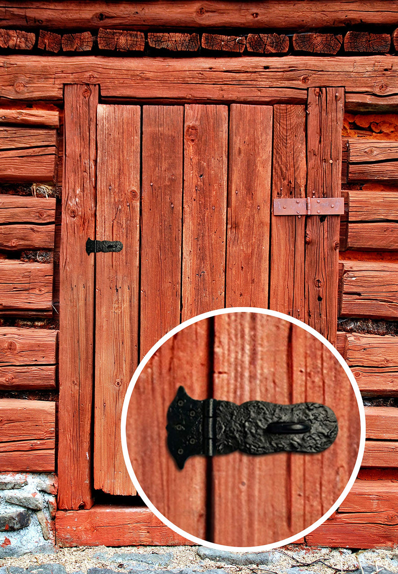  [AUSTRALIA] - Akatva"Aldan" Premium Wrought Iron Heavy Duty Hasp and Staple 154mm x 78mm x 28mm - (Black Powder Coated) Set of 2 PC Safety Hasp-Black Antique Door and Window Hasp-Iron Vintage Door Safety Hasp