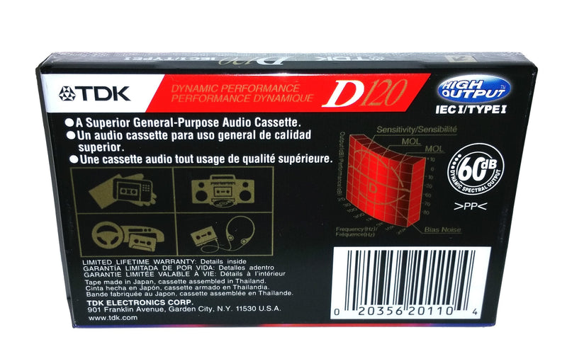  [AUSTRALIA] - TDK Dynamic Performance D120 High Output IEC I / Type I - 3 Pack Audio Cassette Tapes