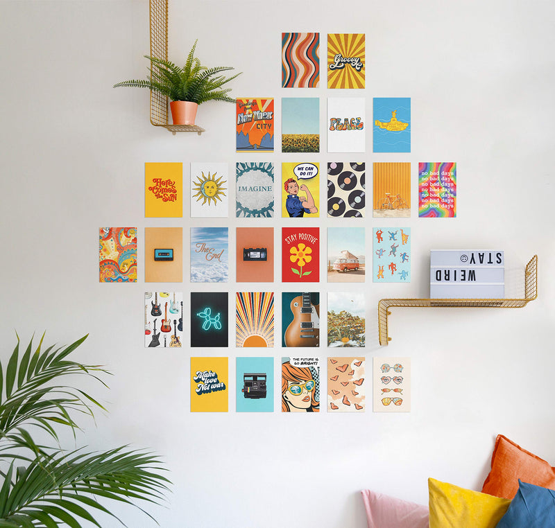  [AUSTRALIA] - Haus and Hues Aesthetic Wall Collage Kit for Teens - Set of 30 Hippie Posters and Aesthetic Pictures for Wall Collage | Photo Wall Collage Kit Aesthetic Pictures and Photo Collage Kit | 4" x 6" Hippie Set of 30