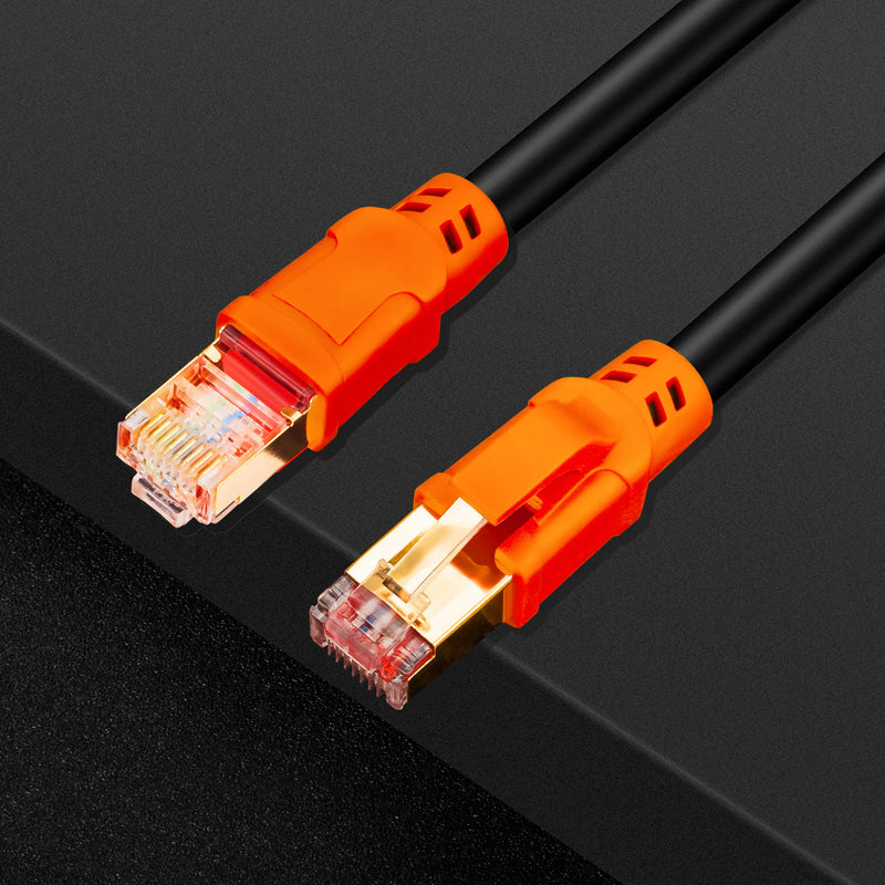  [AUSTRALIA] - NC XQIN Cat 8 Ethernet Cable 3 ft Cat8 26AWG RJ45 Network Patch Cable 40Gpbs/2000Mhz LAN Wire Cable Cord Shielded for Modem, Router, PC, Mac, Laptop, PS2, PS3, PS4, Xbox, and Xbox 360 Orange 3 Ft