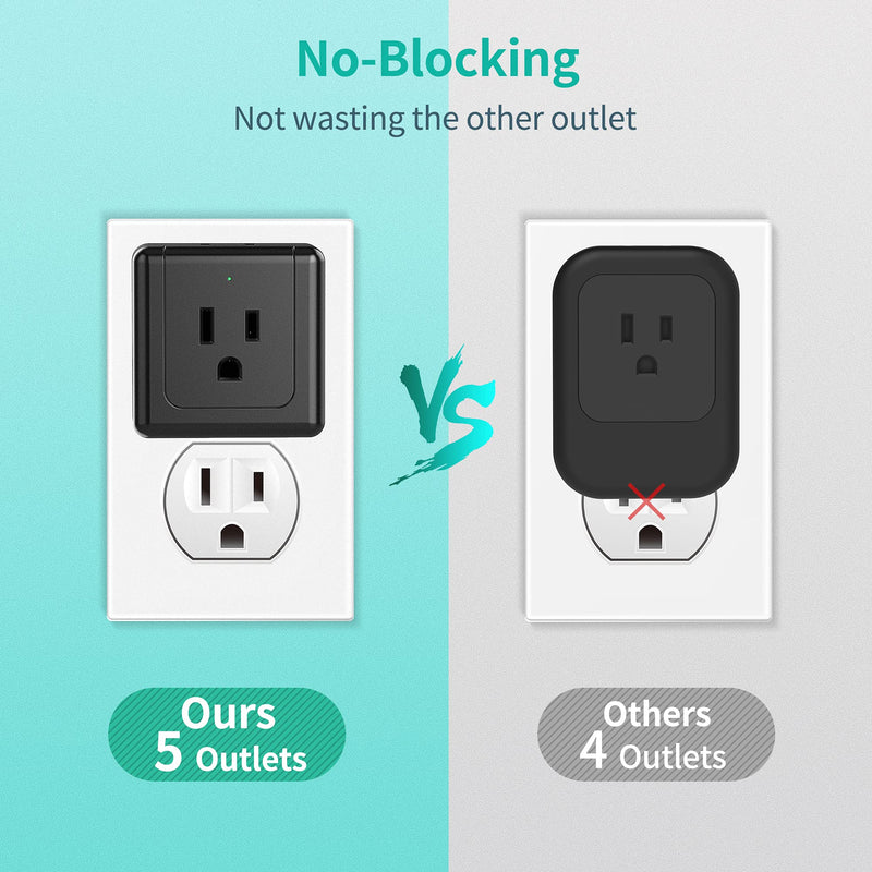  [AUSTRALIA] - 【2 Pack】2 prong to 3 prong outlet adapter,5 Way Wall Outlet Extender Wall Outlet Splitter,Japan Travel Power Splitter for USA to Japanese,Wall Plug Extender Outlet Adapter Plug Dorm Black 2-Prong Black-2 Pack