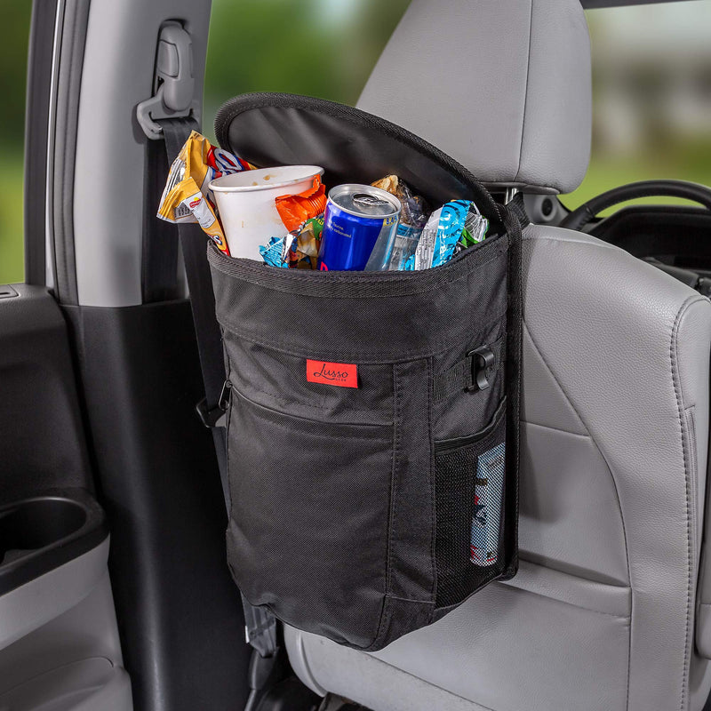 Spill-Proof Car Trash Can | Compact 2.5 Gallon Hanging Garbage Bin with Odor Blocking Technology, Removable Liner & Storage Pockets Keeps Your Truck, Minivan & SUV Looking Sharp & Smelling Fresh Gray - LeoForward Australia