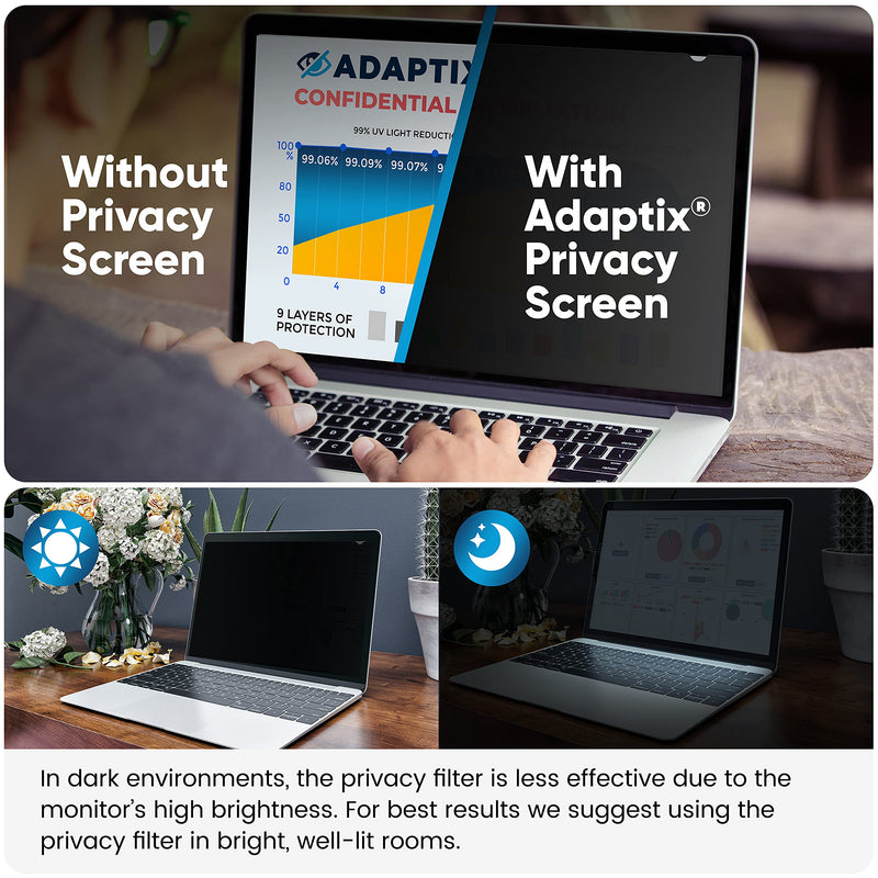  [AUSTRALIA] - Adaptix Laptop Privacy Screen 17.3” – Information Protection Privacy Filter for Laptop – Anti-Glare, Anti-Scratch, Blocks 96% UV – Matte or Gloss Finish Privacy Screen Protector – 16:9 (APF17.3W9) 17.3" WIDESCREEN (16:9) Black (1-Pack)