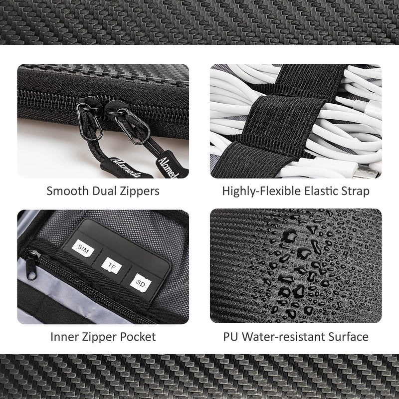  [AUSTRALIA] - Electronic Organizer Waterproof Compact Travel Cable Organizer Bag for Cable Storage, Hard Drives, Cord, Charger, USB, SD Card,with 30PCS Cable Ties Black+30PCS Cable Ties