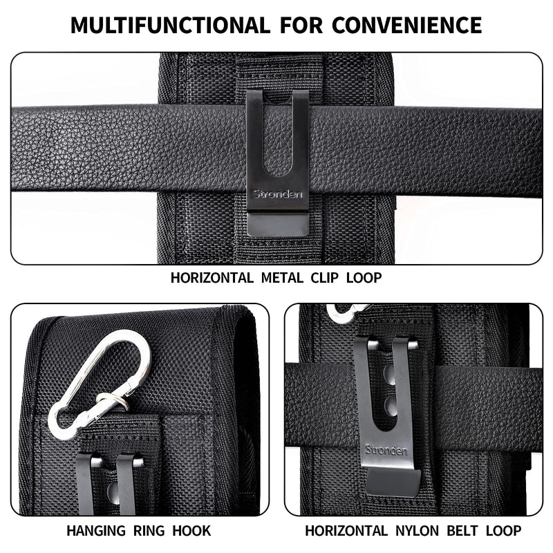  [AUSTRALIA] - Stronden Holster for iPhone 13 Pro Max, 12 Pro Max, 11 Pro Max, XS Max - Military Grade Nylon Vertical Belt Holster Pouch w/Built in ID Card Holder (Fits Otterbox Commuter/Defender Case)