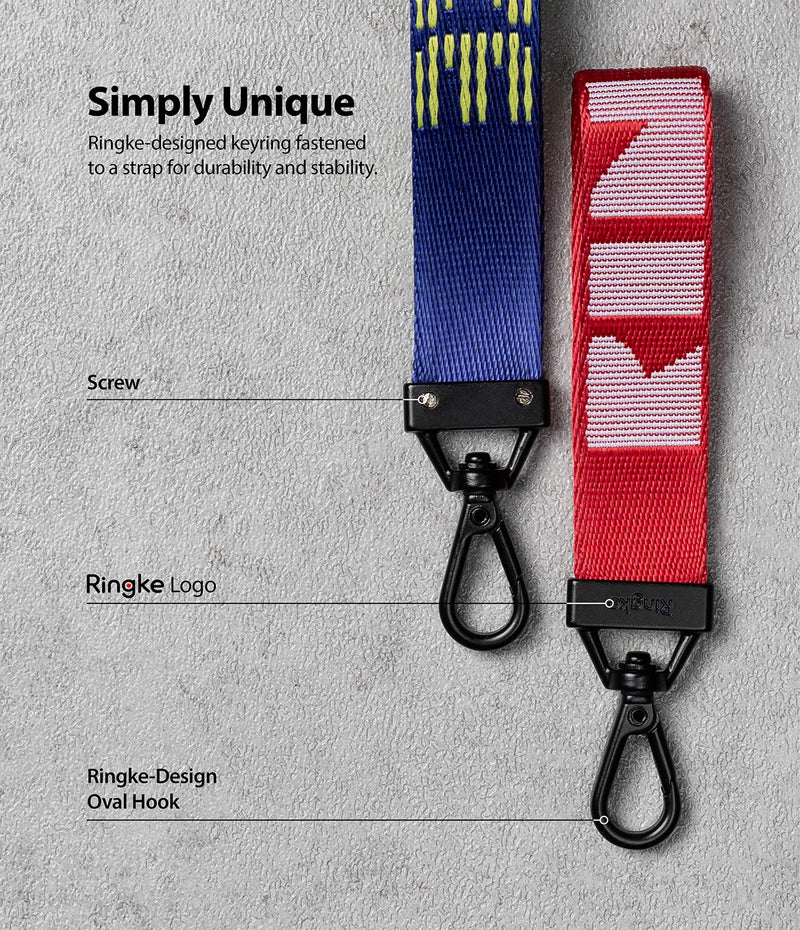  [AUSTRALIA] - Ringke Key Ring Strap Compatible with Earbuds, Keys, Cameras & ID QuikCatch Keyring Lanyard - Lettering Red