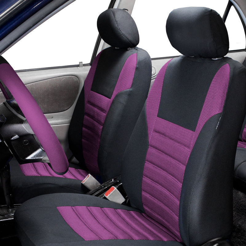  [AUSTRALIA] - TLH Premium 3D Air Mesh Seat Covers Front Set, Airbag Compatible, Purple Color w/Air Freshener