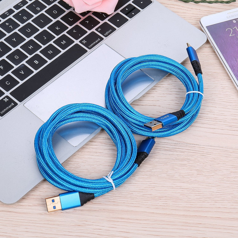  [AUSTRALIA] - USB 3.0 Data Cable, Besgoods 2-Pack Braided 6ft USB 3.0 Cable Type A to Micro B Charging Cable Compatible for Samsung Galaxy S5, Samsung Note 3, Hard Drive, Tab Pro 12.2, Blue Blue Blue