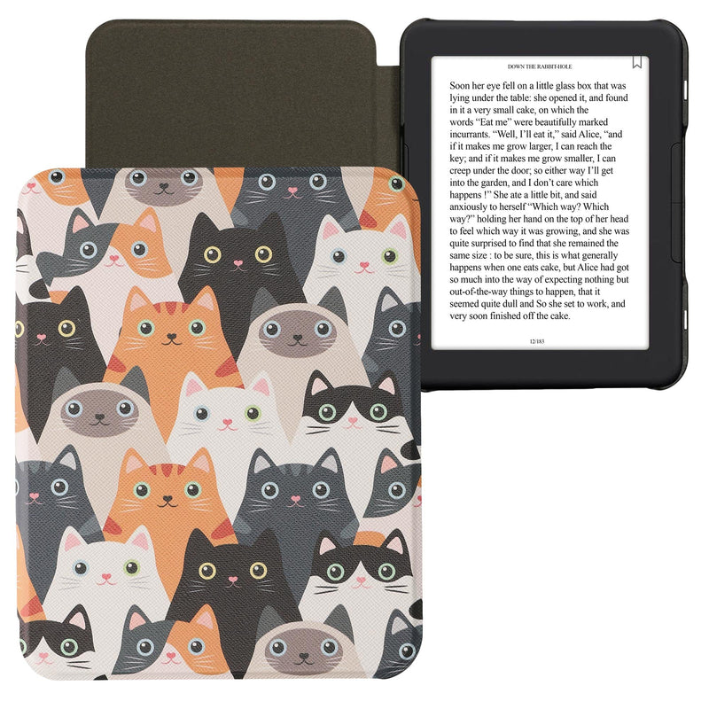  [AUSTRALIA] - kwmobile Case Compatible with Barnes & Noble Nook Glowlight 4 / 4e Case - eReader Cover - Cats Orange/Black/White Cats 29-01-02