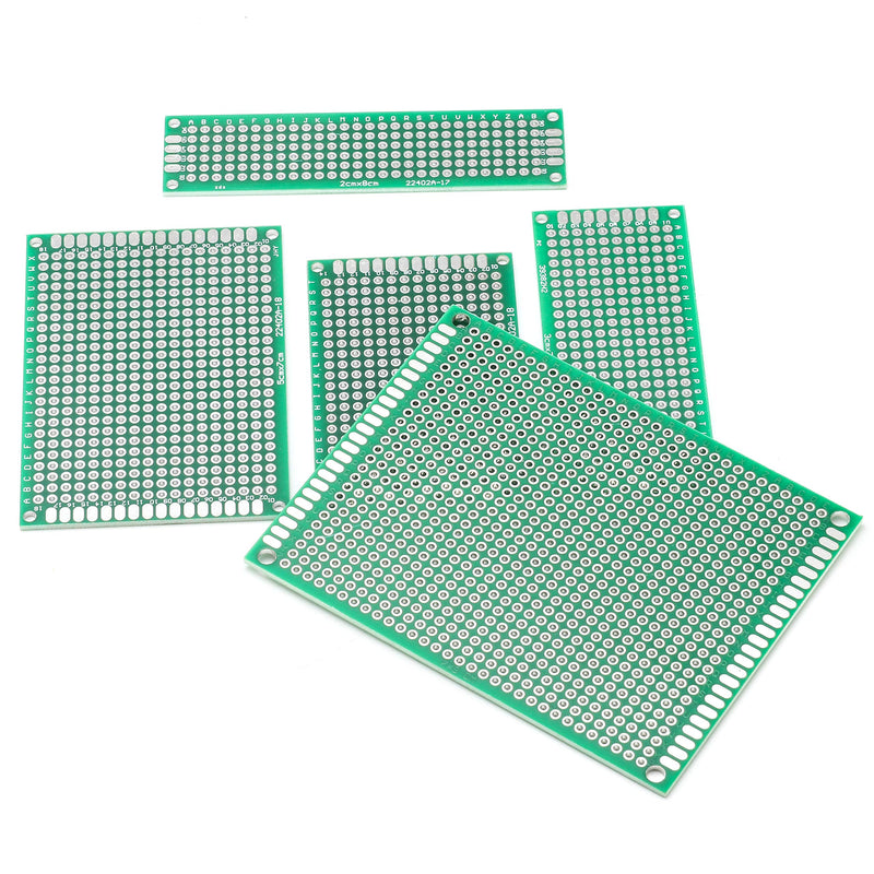  [AUSTRALIA] - DEYUE 40PCs PCB Double-Sided Prototyping PCBs Circuit Boards Kit | 5 Size Universal untraced Perforated Printed Circuits Boards | Solder-able Circuit Protoboards for DIY Soldering Electronic Projects