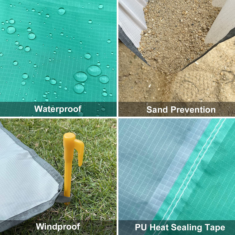  [AUSTRALIA] - Beach Blanket by SEATELLY, Large Sandproof Beach Mat, 79''×83'' 4-7 Adults Lightweight Waterproof Picnic Blanket, Portable Outdoor Blanket for Travel, Camping, Hiking Green