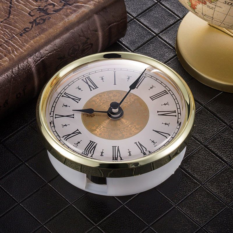Hicarer 3-1/8 Inch (80 mm) Clock Insert with Roman Numeral, Quartz Movement, Gold Trim - LeoForward Australia