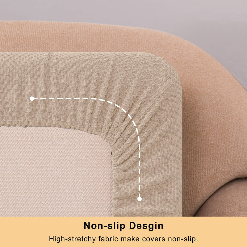  [AUSTRALIA] - DyFun Couch Cushion Cover Stretch RV Seat Cover Cushion Knit Slipcover Furniture Protector Reversible Cover in Living Room for Settee (Chair Cushion, Beige) chair