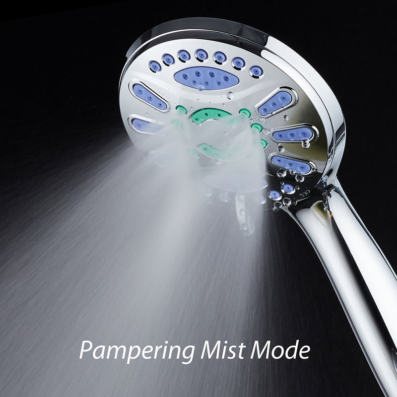 AquaStar Elite High-Pressure 6-setting Luxury Spa Hand Shower with Microban Antimicrobial Anti-Clog Jets for More Power & Less Cleaning! / Extra-Long 5 ft. Stainless Steel Hose/All Chrome Finish - LeoForward Australia